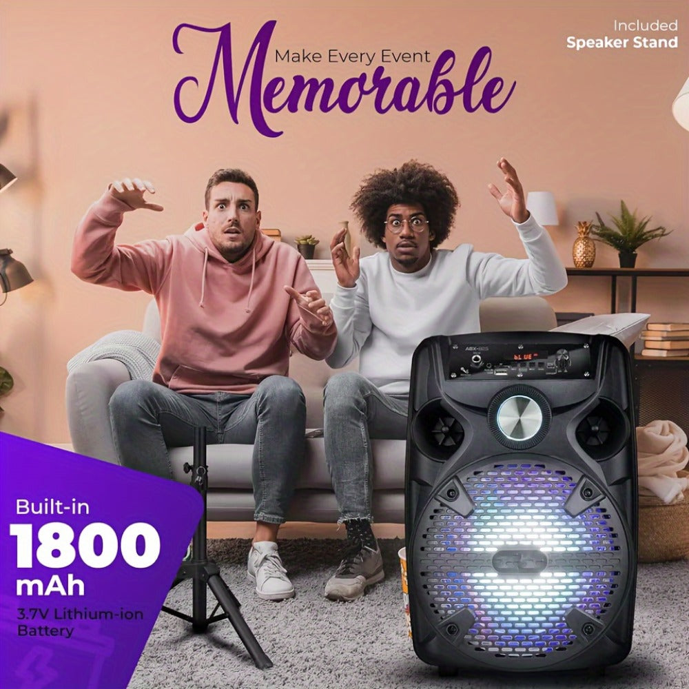 Portable PA Speaker, Rechargeable, Bluetooth, Wireless, 1100W, Subwoofer for Parties