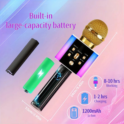 6-in-1 Wireless Karaoke Microphone Speaker with LED Lights and TWS