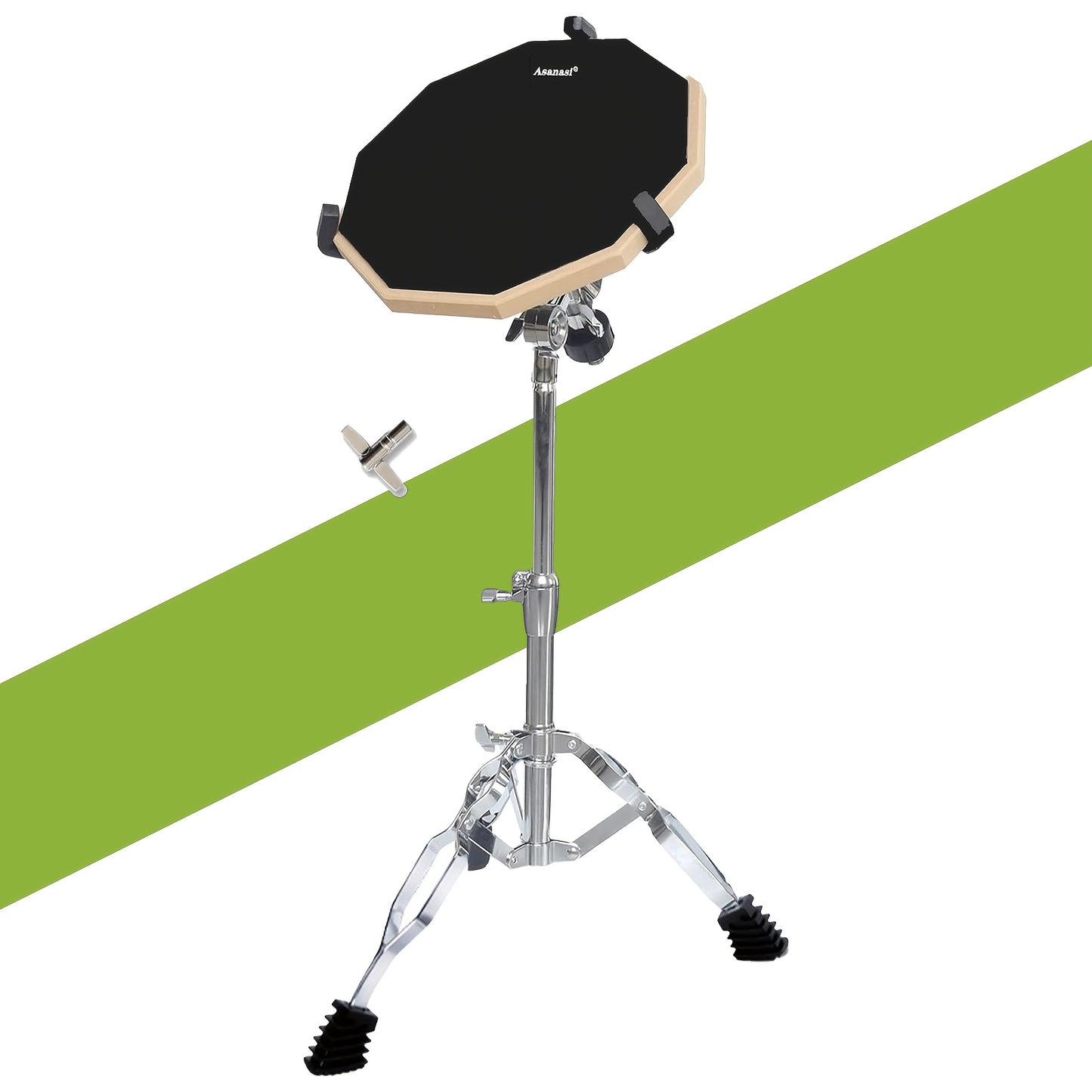 Drum Practice Pad Snare Drum Stand Set 12in with Double Sided Silent Drum Pad, Drum Sticks, Carrying Bag Adjustable Stand for Adults, Beginners