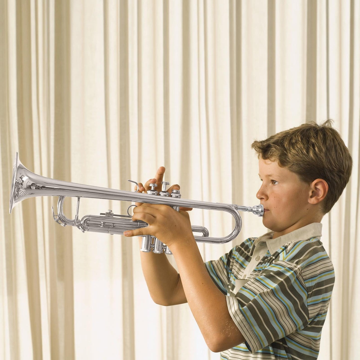 B Flat Silver Bb Trumpet for Concert Band with Case
