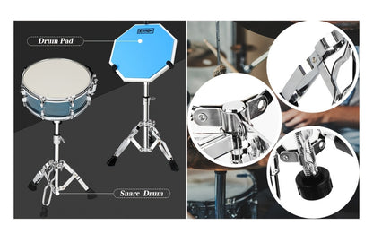 Adjustable Snare Drum Stand Set for 10 to 14-Inch Drums and Practice Pads