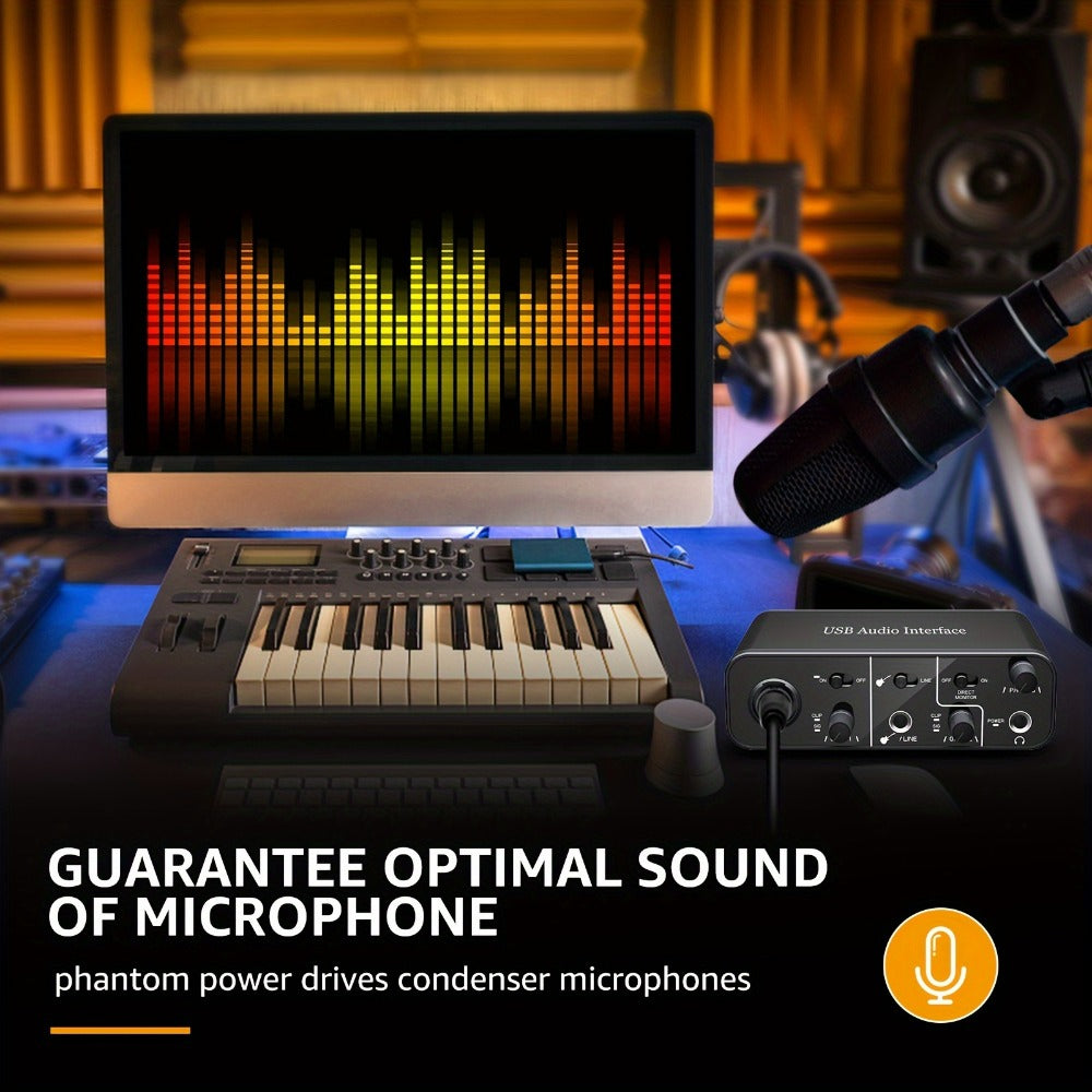 USB Audio Interface, USB-C, USB, Mic, Preamps, Cable for Recording and Streaming