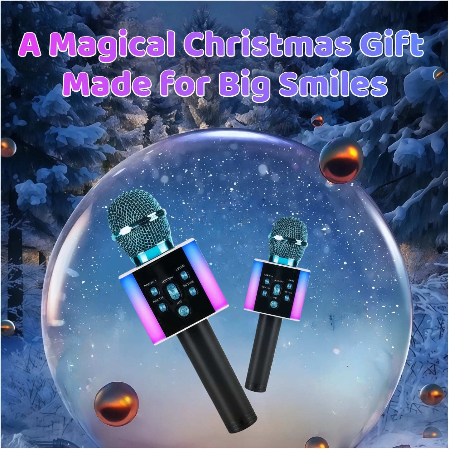 Limited Time Deal: $10, Limited to 50 Units. Wireless Karaoke Microphone - Fun Voice Changer Mic with LED Lights, Portable Speaker & Home Karaoke Machine for Singing, Summer Parties, Outdoor Fun, Car & Camping - Powerful Stereo Sound, Birthday Gift