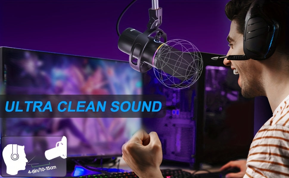 Socodox XLR/USB Dynamic Microphone Kit, Podcast Microphone with Noise Cancellation, Independent Volume Control Gaming Microphone with Boom Arm, Mute, Gain Knob, Volume Control, Boom Arm for Streaming, Gaming, Voice-Over, Black