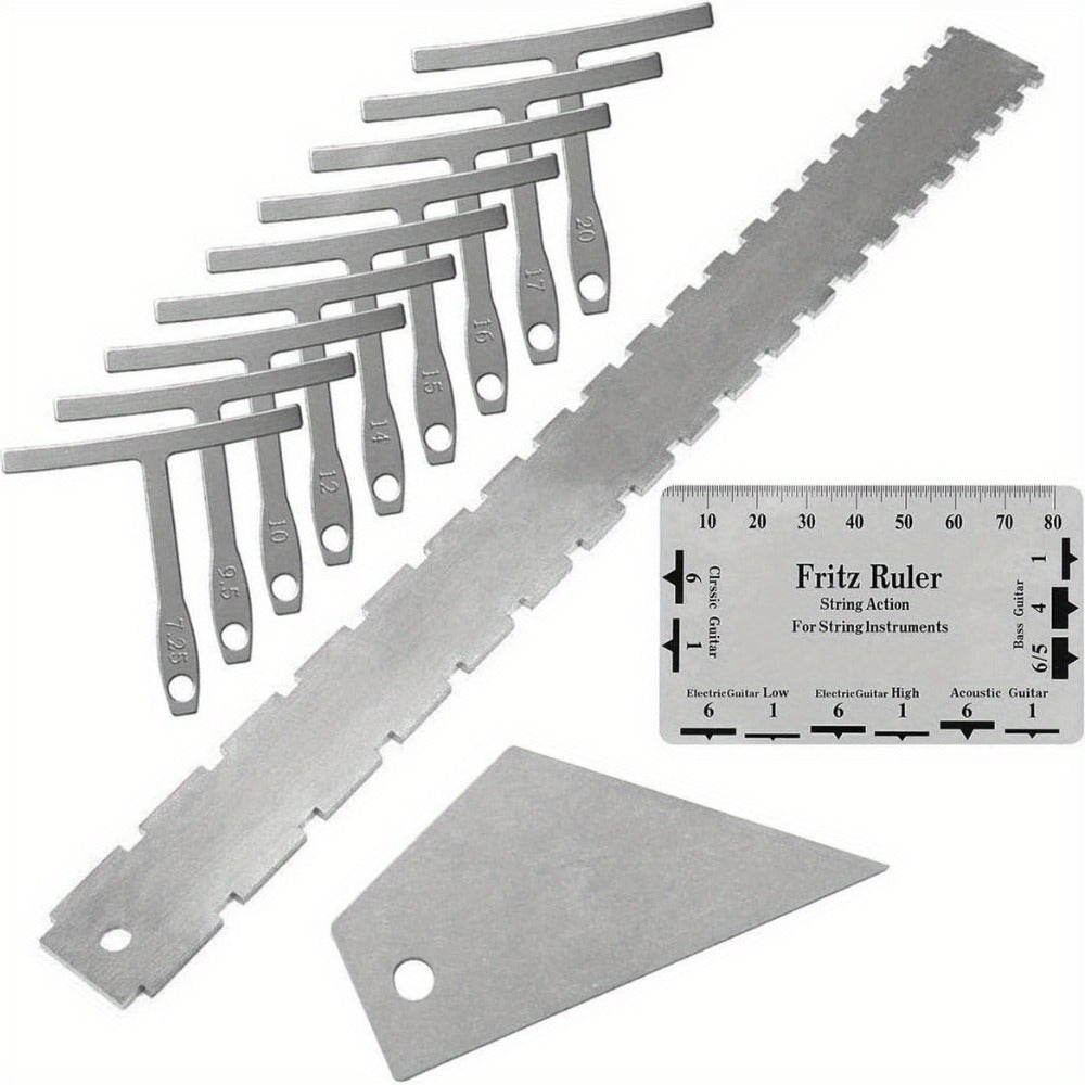Guitar Setup Tool Kit, 12-Piece Luthier Gauge Set for Guitar and Bass