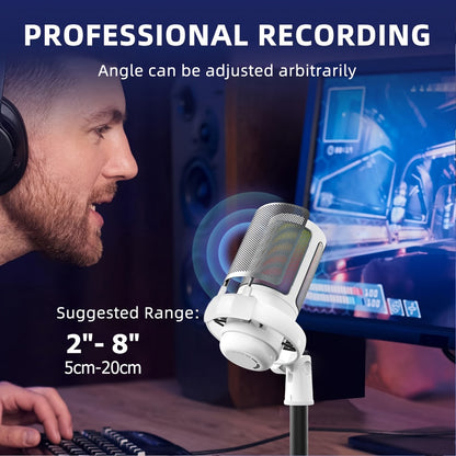 USB RGB Condenser Microphone with Gain, Touch Mute and Monitoring