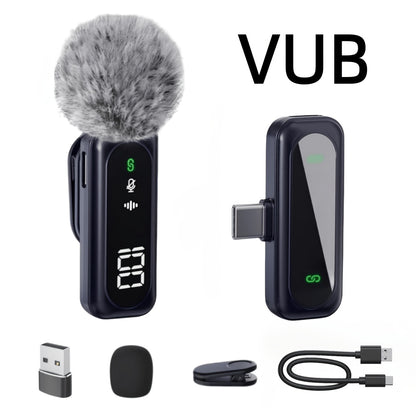 Professional Wireless Lavalier Microphone with Digital Battery Display, Feather Windshield, 360° Omnidirectional, USB-C Connector, 100ft Range, 2.4G Wireless Function, DSP Chip Professional Noise Reduction, Rotatable Magnetic Clip, Microfono Para