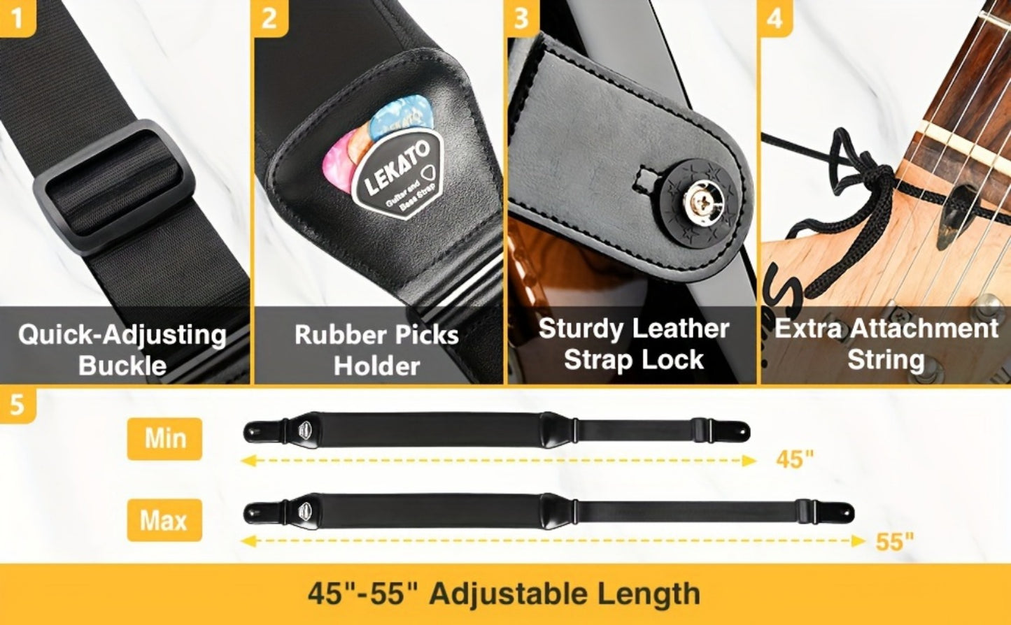 Adjustable Guitar Strap, Adjustable, 3 Inch, LGS-5, Inch, Wide for Supporting A Guitar