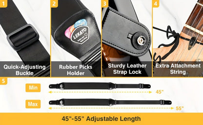 Adjustable Guitar Strap, Adjustable, 3 Inch, LGS-5, Inch, Wide for Supporting A Guitar