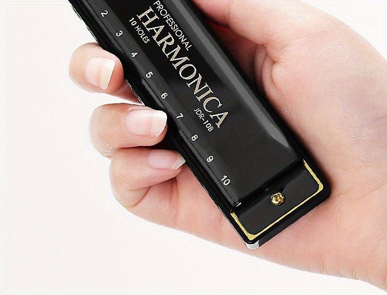 Professional Blues Harmonica 10 Hole C-Key Blues Harmonica, Comes with Hard Box, Suitable As a Gift for Beginners, Students, Adults, And Professionals, Comes with a Sanrio Sticker