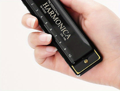 Professional Blues Harmonica 10 Hole C-Key Blues Harmonica, Comes with Hard Box, Suitable As a Gift for Beginners, Students, Adults, And Professionals, Comes with a Sanrio Sticker