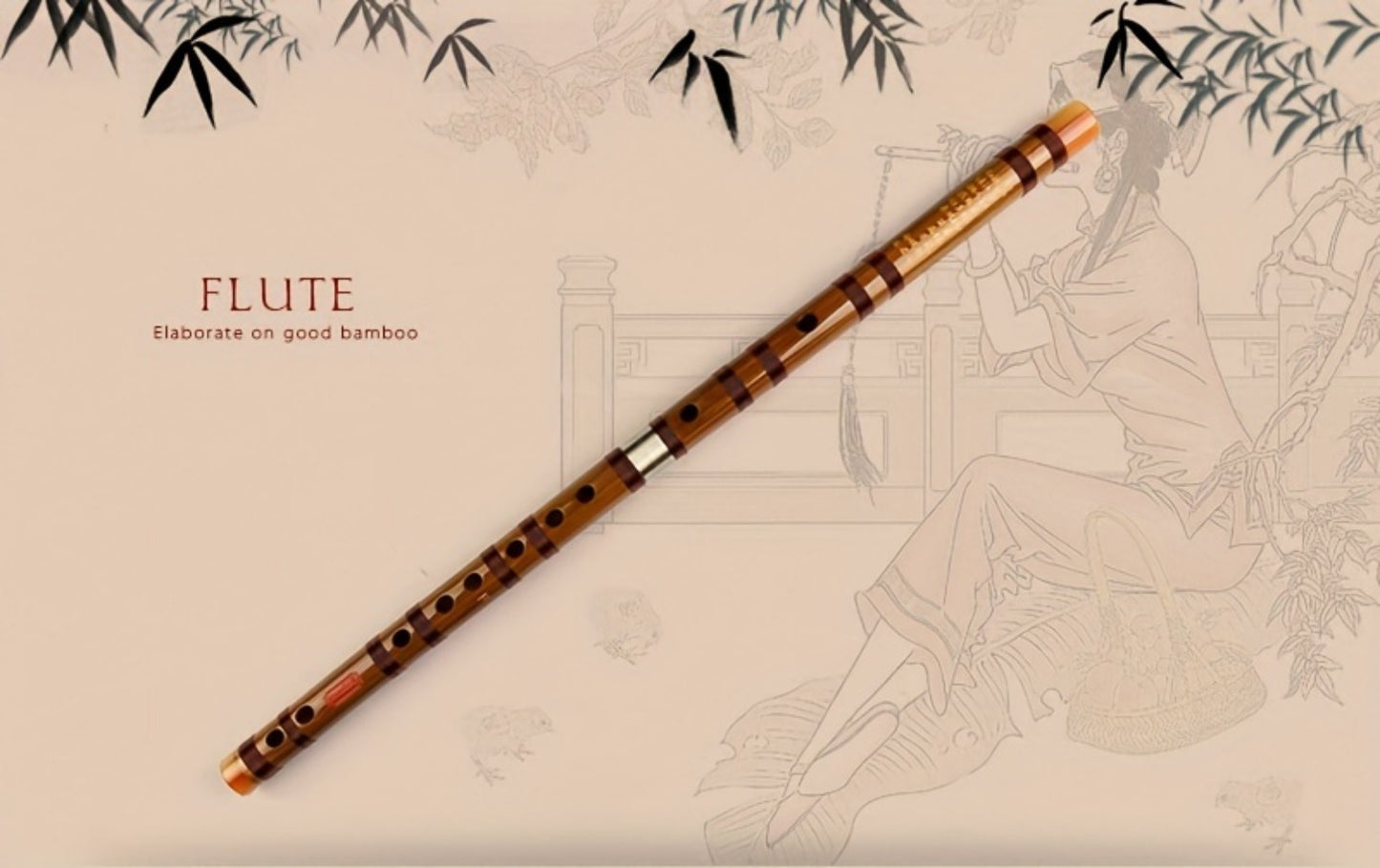 Chinese Bamboo Dizi Flute, Two-Section Traditional Instrument for Beginners