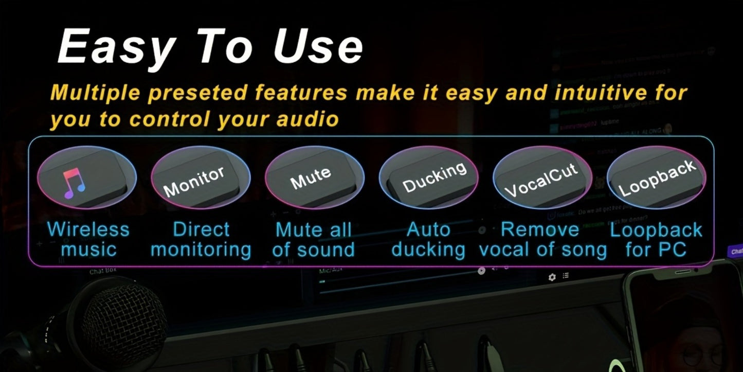 USB Audio Interface, Adjustable, USB, Podcast, Equipment for Recording and Streaming