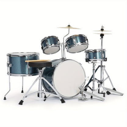 5-Piece Beginner Acoustic Drum Set with Stool, Pedal, Sticks and Wrench
