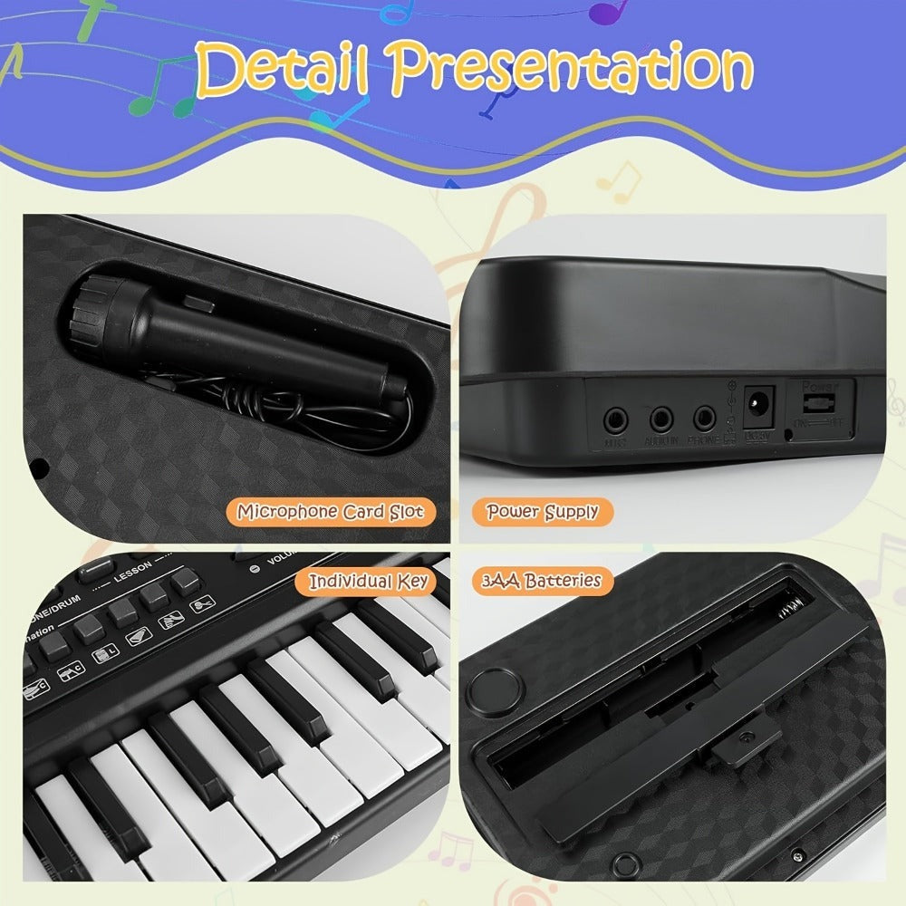 61-Key Keyboard Accessory Kit with Microphone, Sheet Music and Key Stickers