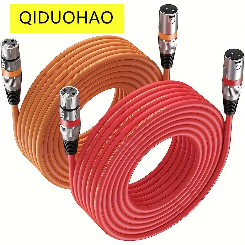 2pcs QIDUOHAO High-Quality V2pcs, 6-inch, 10-inch, 15-inch Size XLR Cables, 35-foot 2pcs - 3-Pin Balanced XLR to C Microphone Cables, for Microphones, Mixers, Recording Studios, Podcasting, Broadcast Microphones, Gaming Microphones