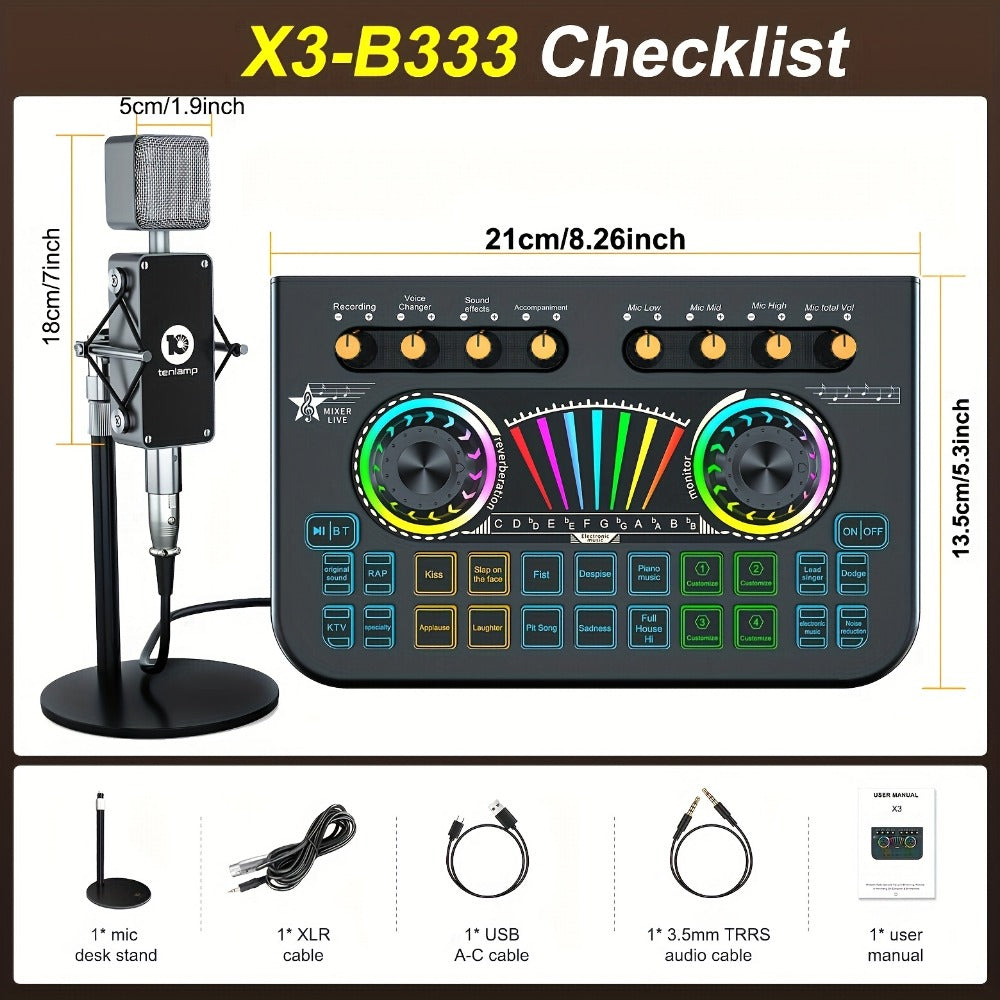 Portable Karaoke System, 36V, USB, Rechargeable, Professional, Podcast for Parties