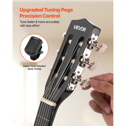 Acoustic Guitar, Black, VEVOR, Classical, Beginner for Lessons and Practice