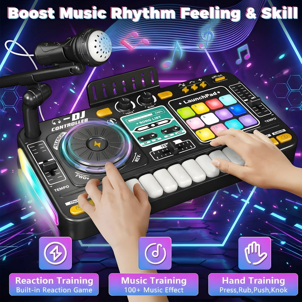 Kids DJ Mixer Music Toy with Microphone, Piano Keys and Recording