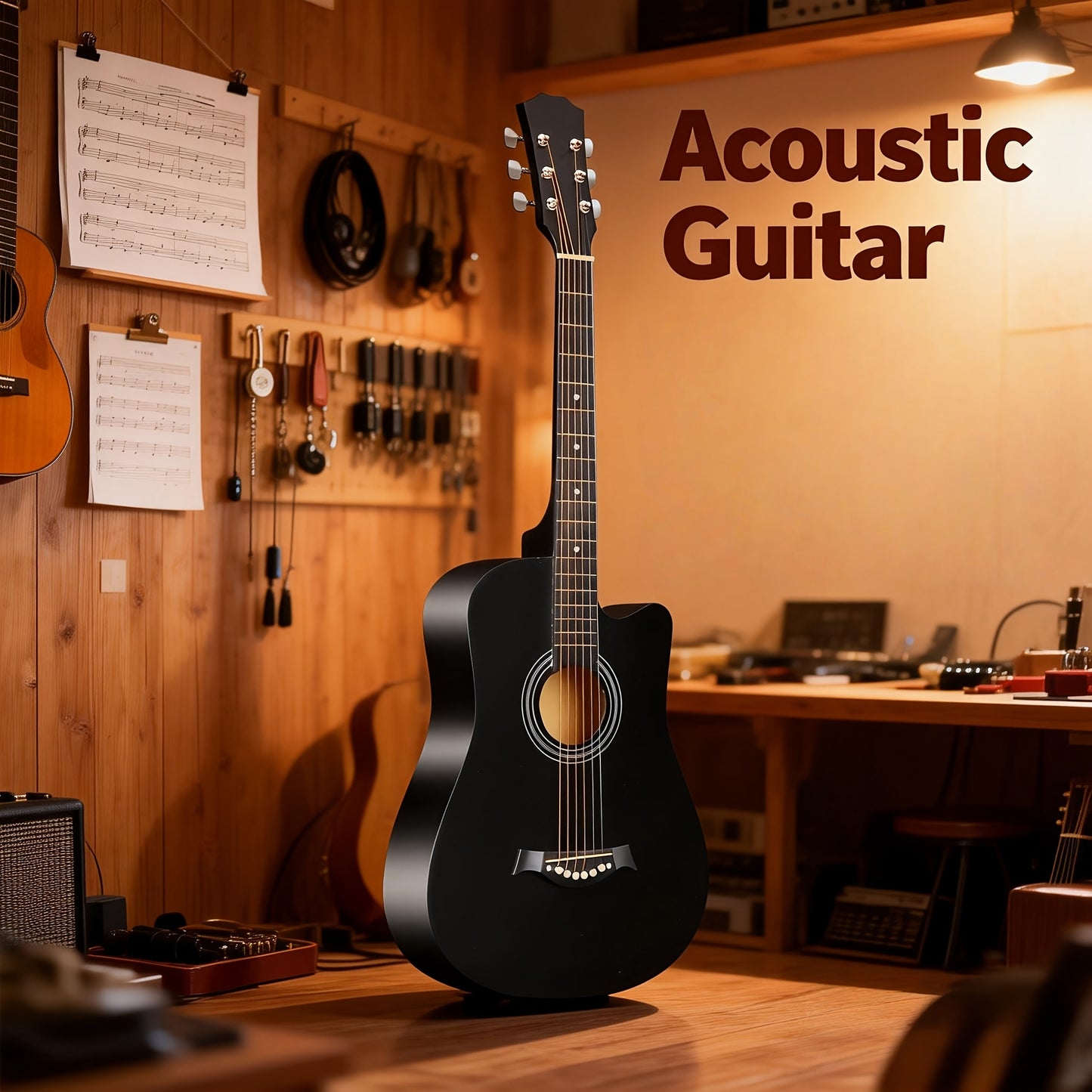 [Christmas Halloween Gift] 38 Inch Acoustic Guitar Starter Kit Lightweight Guitar Durable Guitar/ Stable Tuning With Bag, Picks & Spare Strings, The Ultimate Gift For Birthdays, Holidays, Parties, Christmas & Halloween, Durable Portable, Great For Student