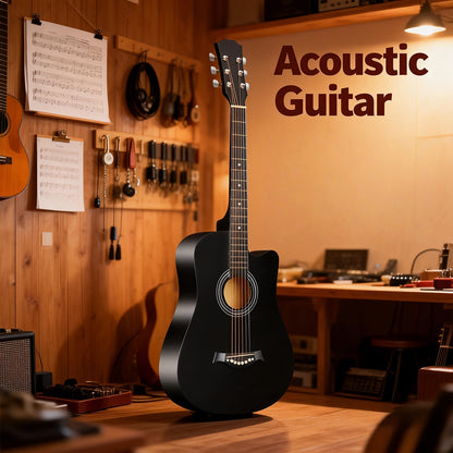 [Christmas Halloween Gift] 38 Inch Acoustic Guitar Starter Kit Lightweight Guitar Durable Guitar/ Stable Tuning With Bag, Picks & Spare Strings, The Ultimate Gift For Birthdays, Holidays, Parties, Christmas & Halloween, Durable Portable, Great For Student