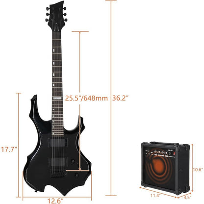 Electric Guitar, Adjustable, Portable, Amp, Set, Black for Lessons and Practice