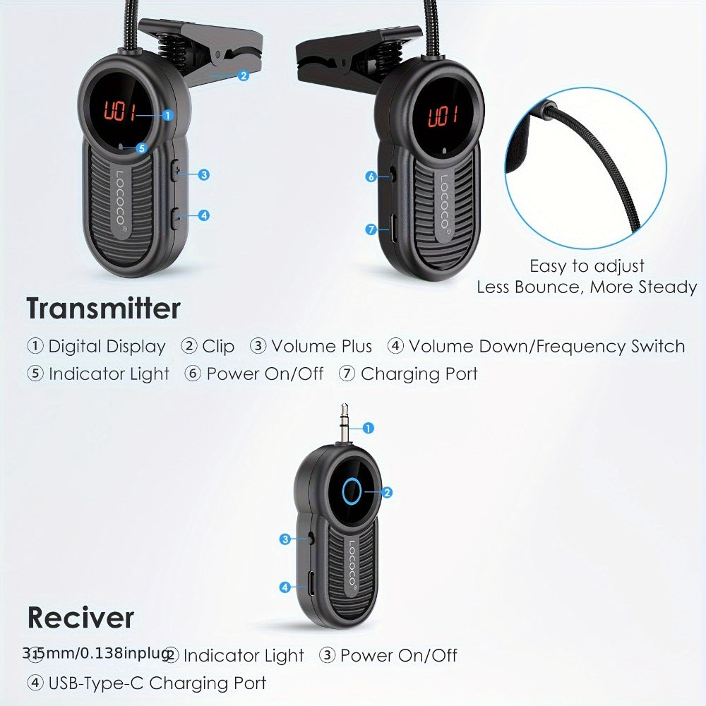 UHF Wireless Instrument Microphone for Saxophone, Brass and Winds