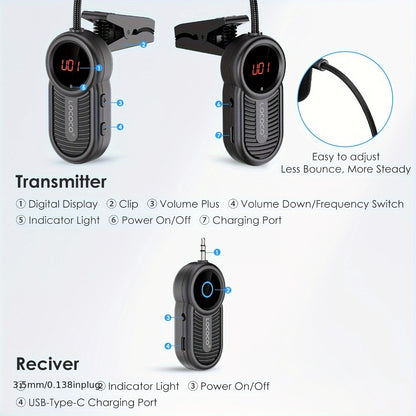 UHF Wireless Instrument Microphone for Saxophone, Brass and Winds
