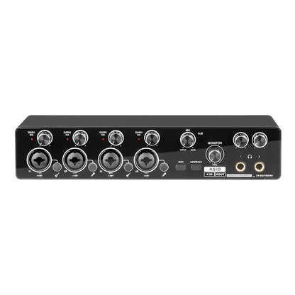 Professional 4-Channel Audio Interface Sound Card - Studio Mixer for Electric Guitar Live Recording, 24Bit/ 192Khz High-Resolution, XLR Interface with 48 Phantom Power Supply