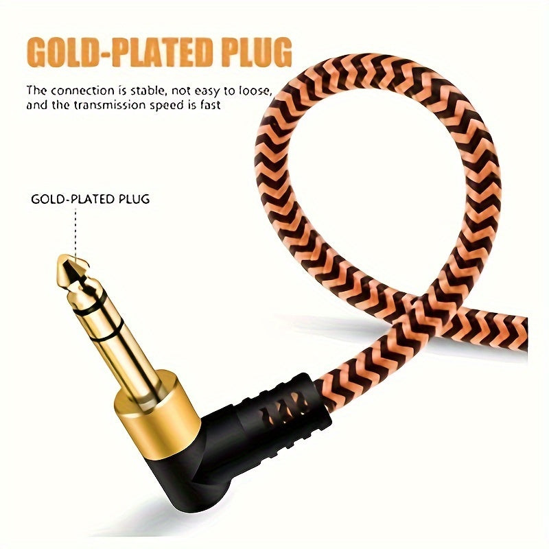 1-Pack LUTREE6.5 Audio Cable Male to Male TRS Two-Channel Balanced Power Amplifier Elbow Audio Cable Connecting Cable Double-Ended Docking Universal, Round Shape, Soft Disk Connectors, Ethernet Cable Type: Cat5e