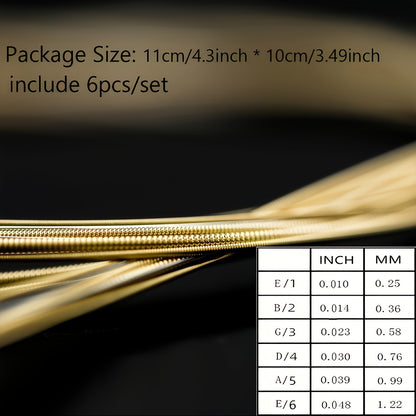 Acoustic Guitar Strings Set, Bronze Finish, Hexagonal Core, Uncoated Plain Winding, Rich Tone, Hard Tension, 0. 010 Gauge - Full-bodied Sound and Durability