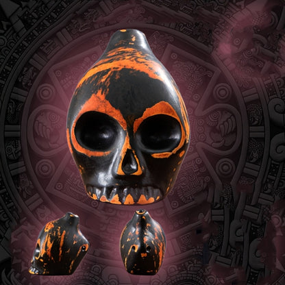 Ceramic Aztec Death Whistle, Handcrafted Skull Sound Effect Collectible