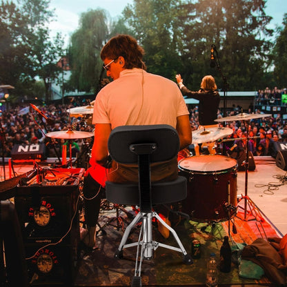 Oversized Drum Throne with Backrest, Adjustable Motorcycle-Style Seat