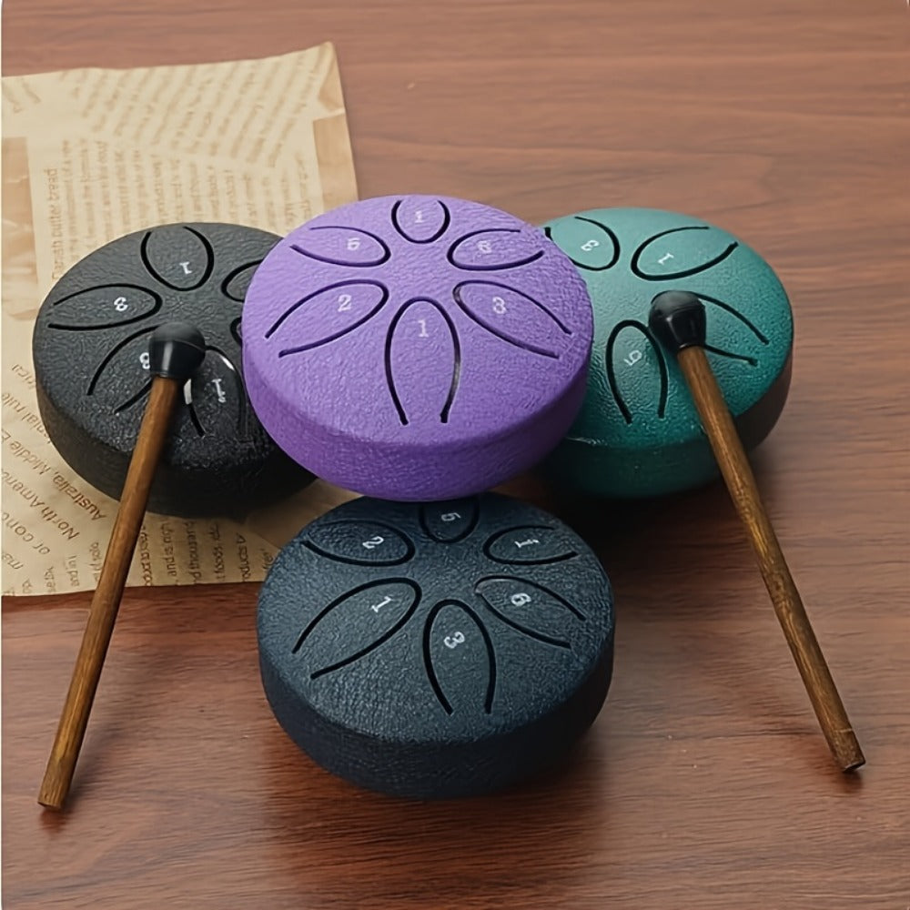 Steel Tongue Drum, 3-Inch 6-Tone Mini Set with Mallets and Learning Guide