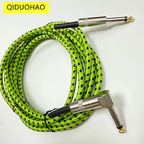 New Green Fluorescent Guitar Cable 1/4 Inch With Right Angle Connector, Spring Loaded For Easy Plug And Play, Essential For Electric Guitars, Basses, Amps, Keyboards, Mandolins, And Studios | Audio Cables/Green Is Cooler/Brighter/More Stylish
