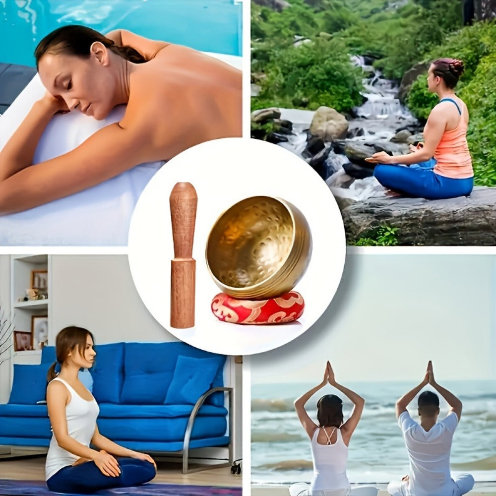 Tibetan Singing Bowl Set with Mallet and Washers for Meditation and Yoga