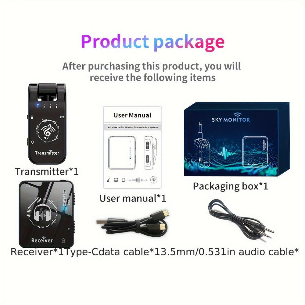 Wireless In-Ear Monitor System, Portable, 2.4 GHz Wireless for Personal Monitoring