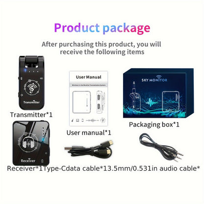 Wireless In-Ear Monitor System, Portable, 2.4 GHz Wireless for Personal Monitoring
