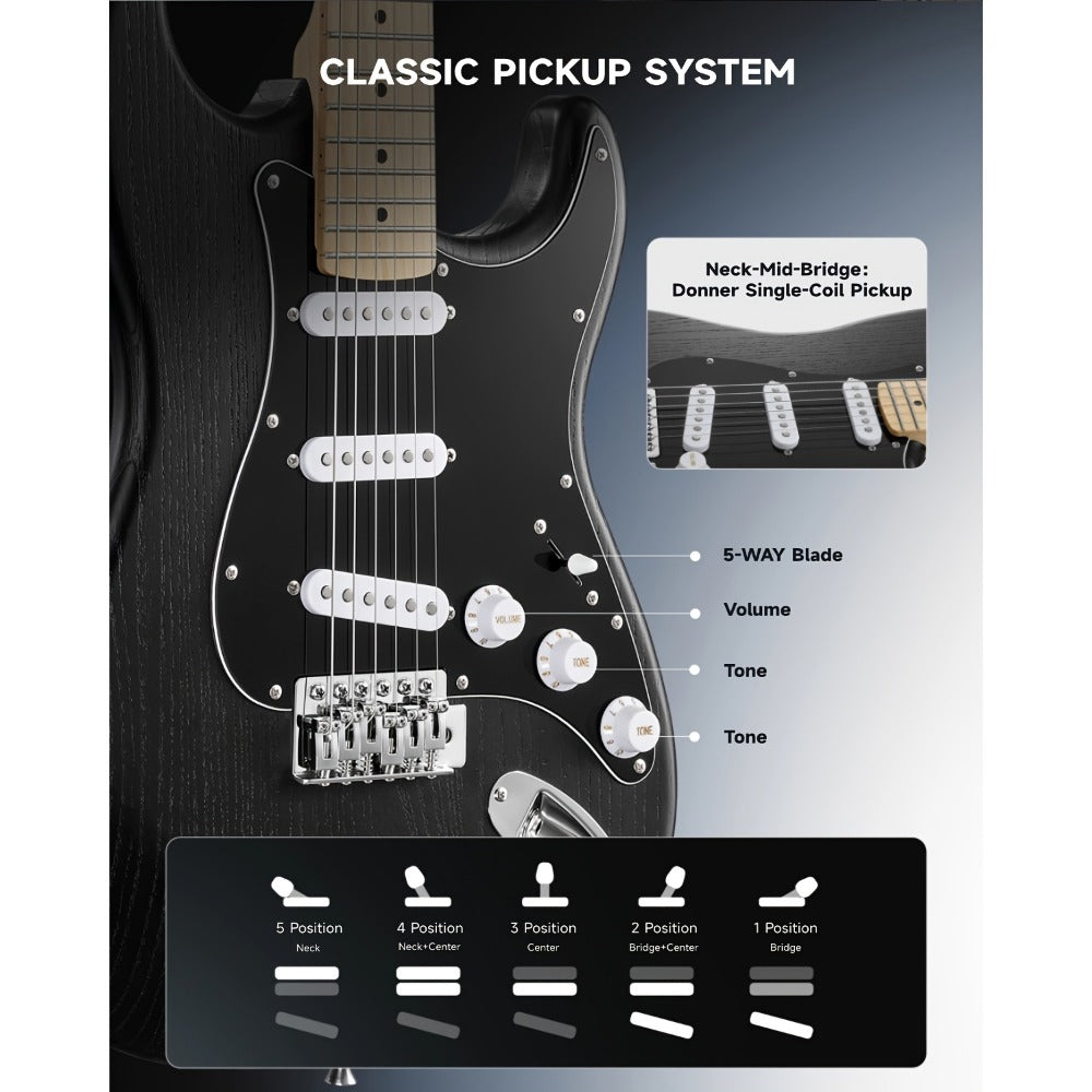 DST-80 Full Size Electric Guitar Kit with SSS Pickups and Amplifier
