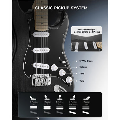 DST-80 Full Size Electric Guitar Kit with SSS Pickups and Amplifier