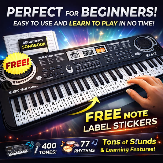 61 Key Portable Electronic Keyboard with Microphone Full Size Keys Includes Printed Music Score USB Powered Ready to Play Ideal Gift for Beginners Adults Home Studio Travel