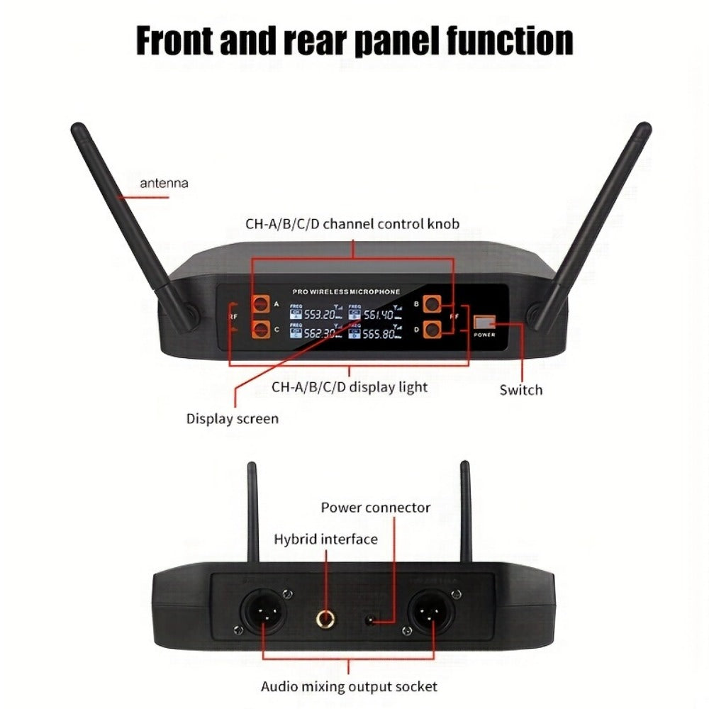 Recording Microphone, Wireless, 160ft, YAMNWEO, 4-Channel for Recording and Streaming