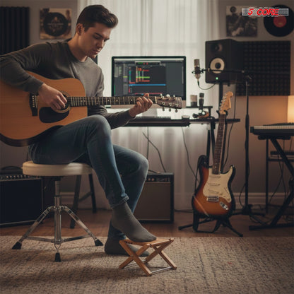 Guitar Footstool, Foldable, Adjustable for Supporting Classical Or Acoustic Guitar Posture