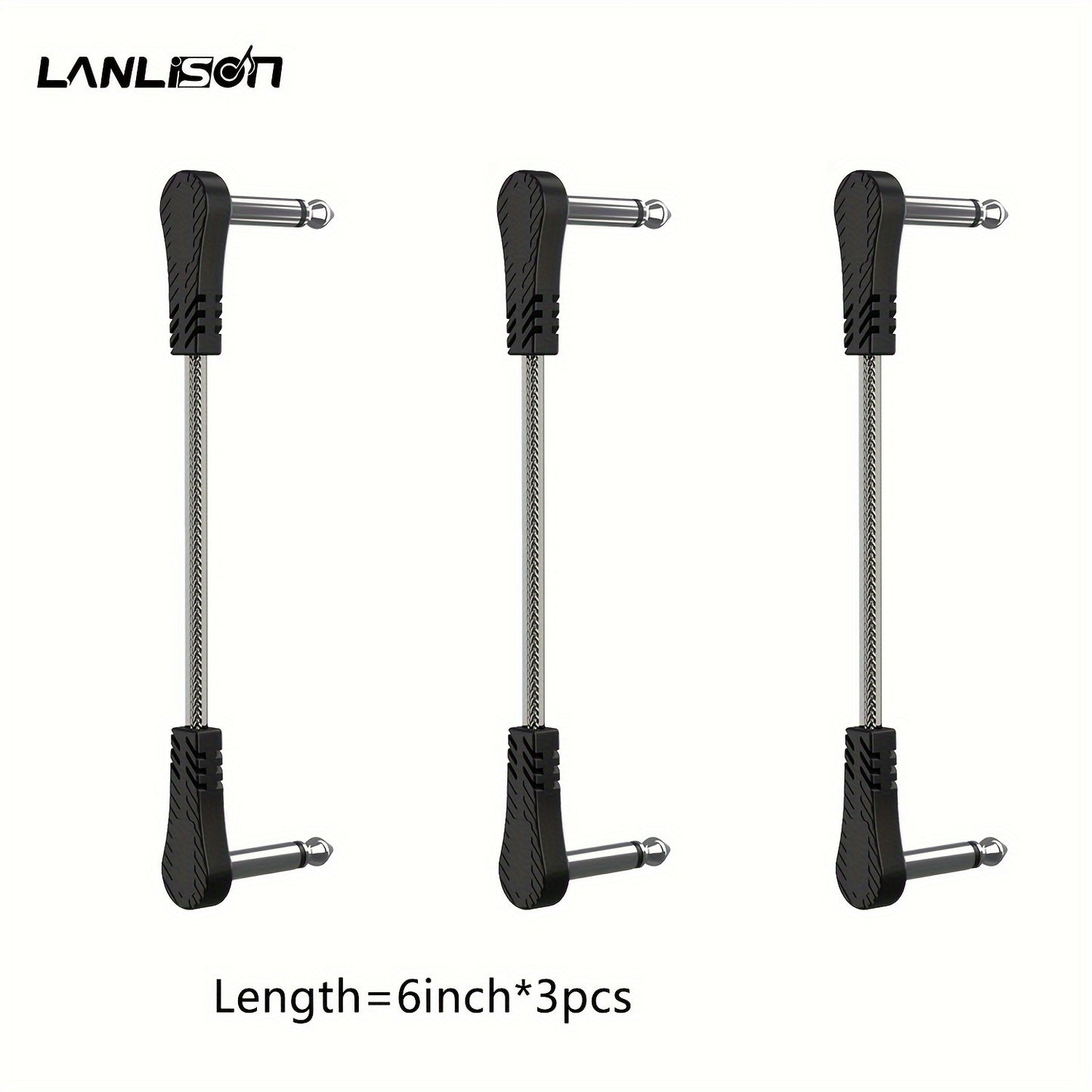 15CM * 3pcs/ 15CM * 5pcs/ 15CM * 3pcs + 30CM * 1pc + 100CM * 1pc Inch Guitar Effects Pedal Cable Connector 1/4" Right Angle TS Mono Black