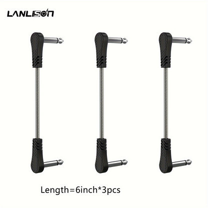 15CM * 3pcs/ 15CM * 5pcs/ 15CM * 3pcs + 30CM * 1pc + 100CM * 1pc Inch Guitar Effects Pedal Cable Connector 1/4" Right Angle TS Mono Black