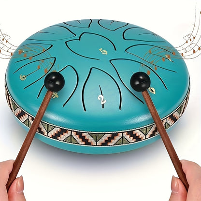 8-tone 6-inch Steel Tongue Drum | Hand Pot Drum For Yoga, Meditation, And Stress Relief | Rain Drum For Outdoor Gardens And Terraces | Ideal For Outdoor Garden Music With Mallet And Sheet Music
