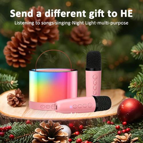 Wireless Speaker with Two Microphones, for Home Karaoke Machine, Portable Handheld Karaoke Microphone Speaker, Suitable for Home Parties, Birthday Parties, Family Gatherings, Christmas Gifts, New Year Gifts