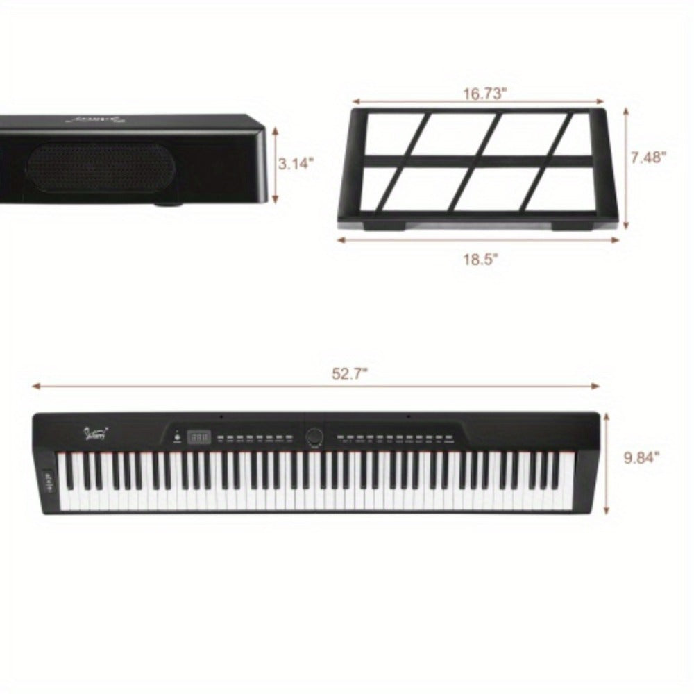 Digital Piano, Portable, Stereo, 88-Key, Semi-Weighted, Hammer for Piano Lessons
