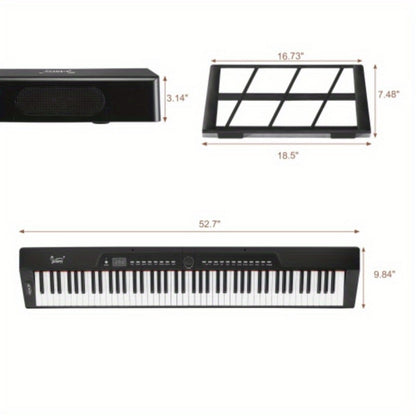 Digital Piano, Portable, Stereo, 88-Key, Semi-Weighted, Hammer for Piano Lessons