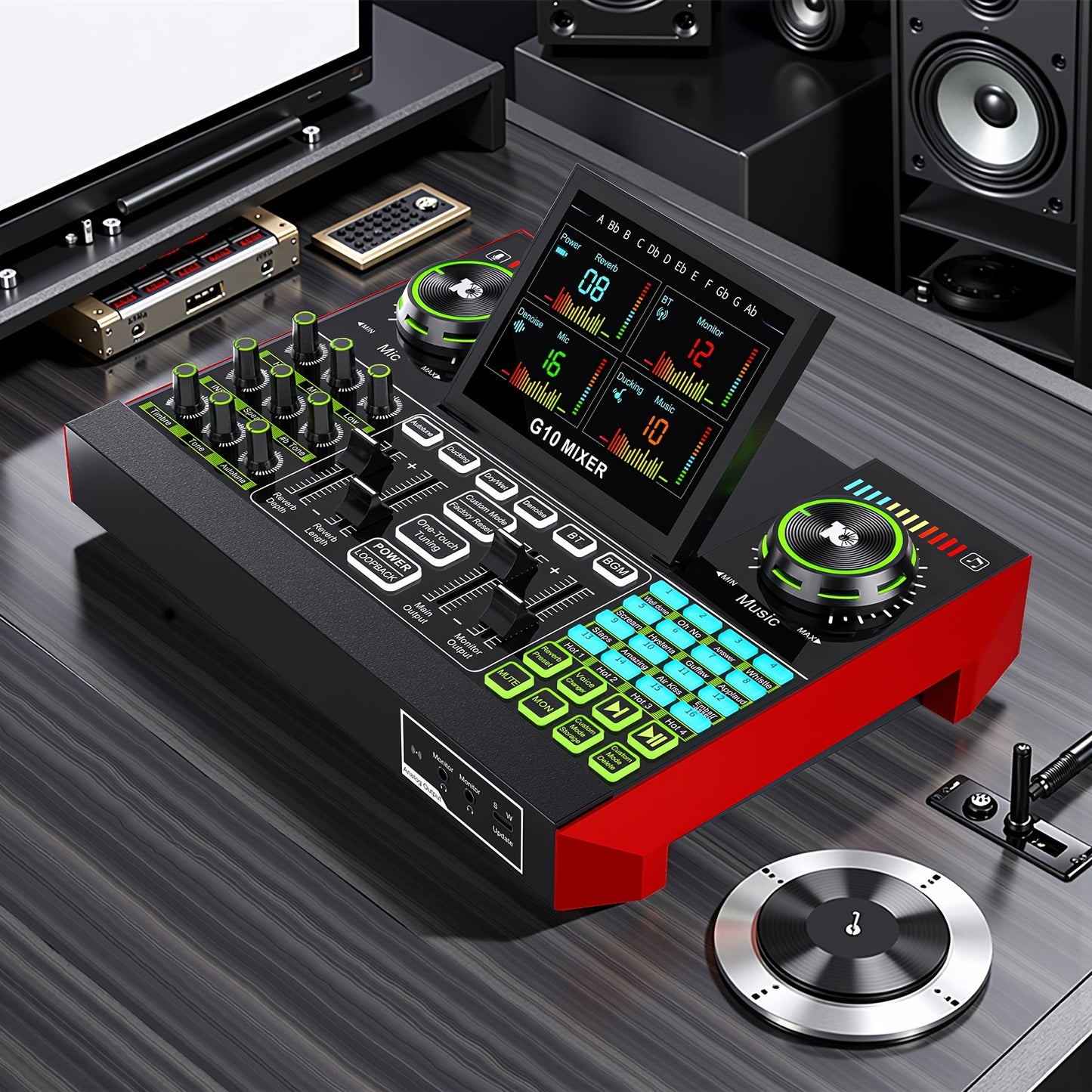 G10 Professional Podcast Influencer KOL Singing Gaming DJ Mixing Station Controller Equipment Studio Professional Recording Electronic Music Mixer Power Karaoke Machine Available Dynamic Condenser Wireless Microphone Portable Microfono